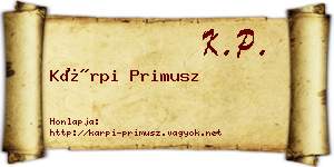 Kárpi Primusz névjegykártya